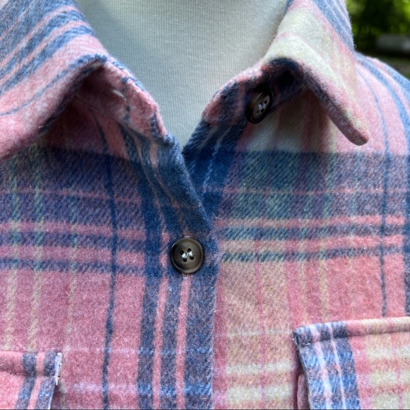 Pink plaid shirt overshirt jacket button up with pockets - Picture 8 of 14